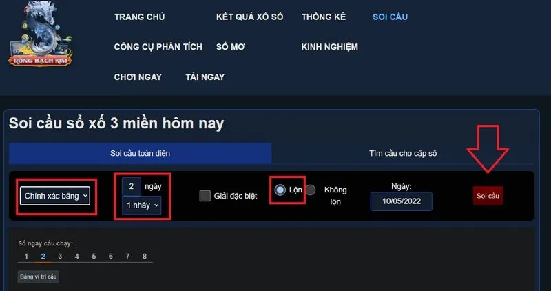 Tìm vị trí cầu trong soi cầu toàn diện