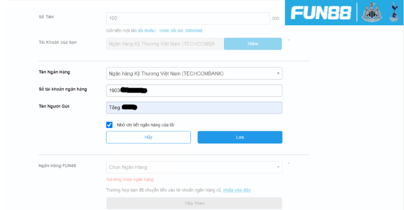 Hướng Dẫn 3 Bước Nạp Tiền Fun88